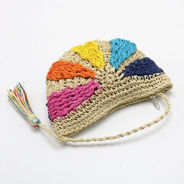 Fashion Crochet Colorful Straw Knit Beach Bags - Image 3