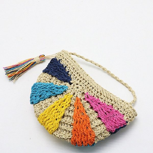 Fashion Crochet Colorful Straw Knit Beach Bags - Image 4