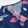 Floral Print V-neck Short Sleeve Waist Tie Casual Midi Dress - Image 8