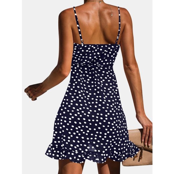 Polka Dot Printed Straps Sleeveless Beach Casual Mini Dress - Image 2