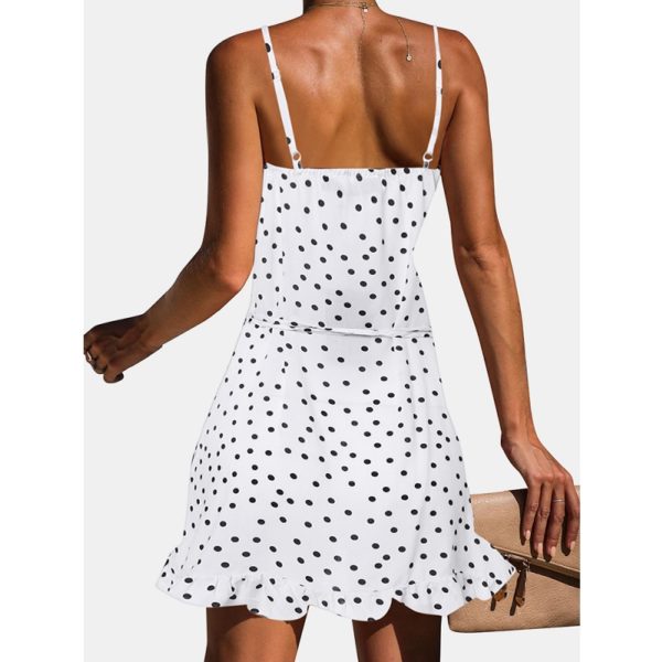 Polka Dot Printed Straps Sleeveless Beach Casual Mini Dress - Image 4