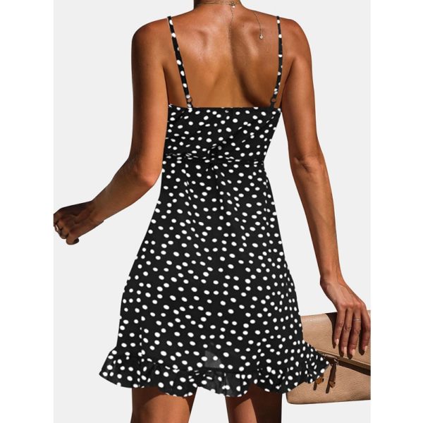 Polka Dot Printed Straps Sleeveless Beach Casual Mini Dress - Image 6