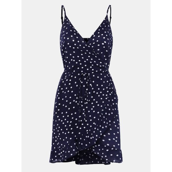 Polka Dot Printed Straps Sleeveless Beach Casual Mini Dress - Image 7