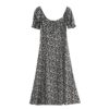 Ruffles Square Collar Puff Sleeve Boho Midi Dress - Image 6