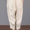 Solid Color Elastic Waist Loose Cotton Pants - Image 2