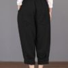 Solid Color Elastic Waist Loose Cotton Pants - Image 8