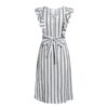 Stripe Rruffles Bow Tie Casual Beach Dress - Image 5