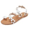 Flat Sandals Toe Loop Flowers Detail Strappy Beach Sandal Shoes