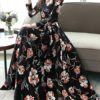 Floral Print Maxi Dresses Long Sleeves V Neck Swing Dress - Image 5