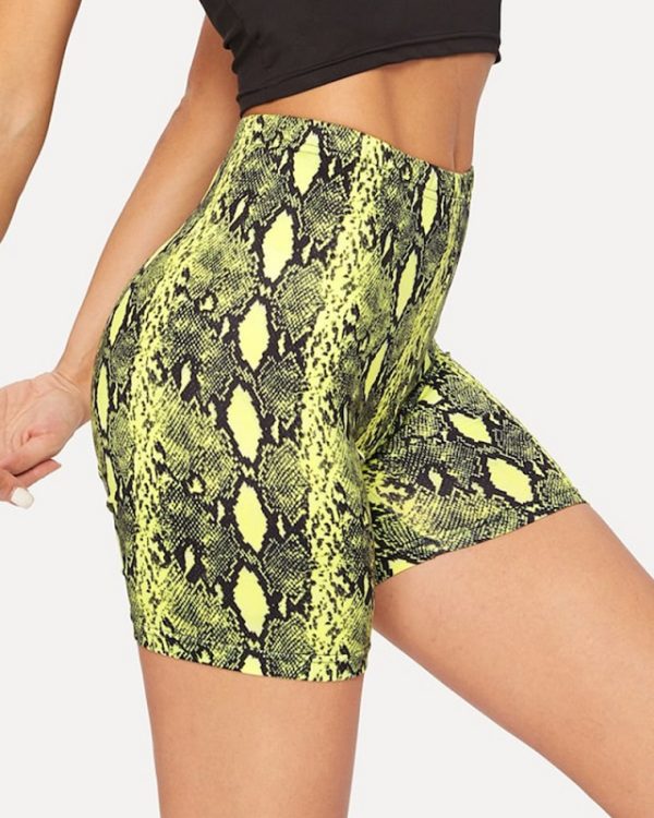 Gym Fitness Workout Clothes Push Up Snakeskin Leggings Shorts - Image 2