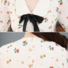 Long Sleeves Dress Floral Print Peter Pan Collar Bows Tie Flared Dress - Image 4