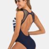 Print Striped Closure Backless Swimwear - Image 3