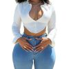 Sexy Crop Top Cut Out Shirt Long Sleeve Tops