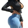 Sexy Crop Top Cut Out Shirt Long Sleeve Tops - Image 6