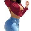 Sexy Crop Top Cut Out Shirt Long Sleeve Tops - Image 7