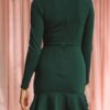 Elegant Jewel Neck Long Sleeves Ruffles Zipper Bodycon Dress - Image 5