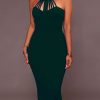 Elegant Solid Color Stretch Sleeveless Pencil Bodycon Dress - Image 2