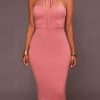 Elegant Solid Color Stretch Sleeveless Pencil Bodycon Dress - Image 3
