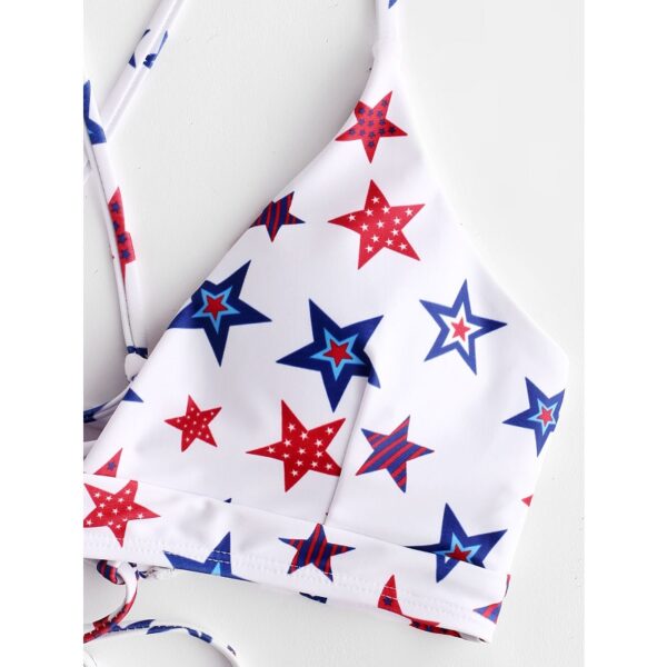 American Flag Lace-Up Bikini Swimsuit - Image 4