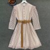 Runway Designer Solid Mesh Embroidery Bohemian Mini Dress - Image 2