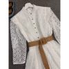 Runway Designer Solid Mesh Embroidery Bohemian Mini Dress - Image 3