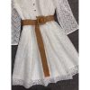 Runway Designer Solid Mesh Embroidery Bohemian Mini Dress - Image 5