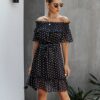 Elegant Ruffle Off Shoulder Sashes Streetwear Mini Dress - Image 5