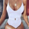 Shimmering Effect Belt and Buckle One Piece Swimsuit - Image 6