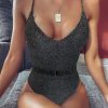 Shimmering Effect Belt and Buckle One Piece Swimsuit - Image 7