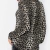 Shirt Leopard Buttons Turndown Collar Long Sleeves Chiffon Tops - Image 5