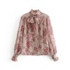 Floral Print Turtleneck Blouse Shirts - Image 2