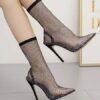 Clear Boots Pointed Toe High Heel Studded Transparent Booties - Image 3