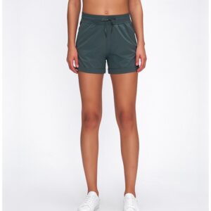 Elastic Drawstring Running Workout Gym Short with Pocket