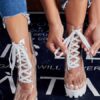 Perspex Boots Clear Heels Lace Up Chunky Heel Round Toe Booties - Image 3