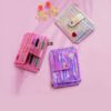 Pu Leather Sequins Slim Credit Card Holder Cash Clip Mini Wallet - Image 2