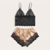 Sexy floral lace Bralette With Satin Shorts Lingerie Set - Image 7