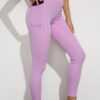 Solid Color High Waist Sports Leggings With Pockets