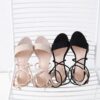 Solid Cross Strap Thick High Heels Sandals - Image 4