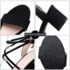 Solid Cross Strap Thick High Heels Sandals - Image 5