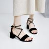Solid Cross Strap Thick High Heels Sandals - Image 6
