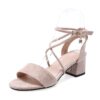 Solid Cross Strap Thick High Heels Sandals - Image 7