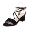 Solid Cross Strap Thick High Heels Sandals - Image 8