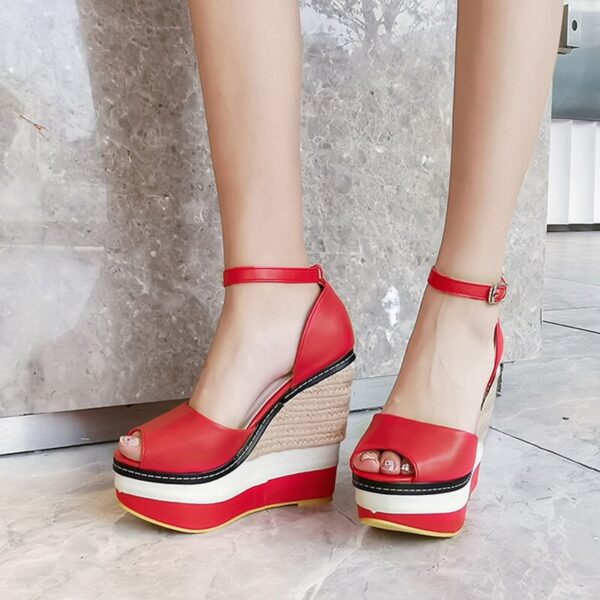 Ankle Strap Buckle High Heels Platform Sandals - Image 9