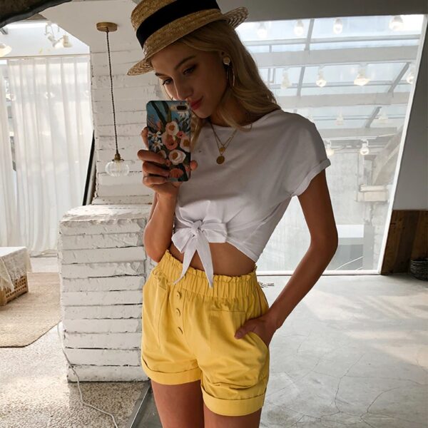 Casual Elastic High Waist Shorts