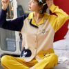 Long Sleeve Lapel Button-Down Cotton Soft Pajama Set - Image 2