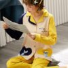 Long Sleeve Lapel Button-Down Cotton Soft Pajama Set - Image 3