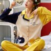 Long Sleeve Lapel Button-Down Cotton Soft Pajama Set - Image 4
