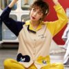 Long Sleeve Lapel Button-Down Cotton Soft Pajama Set - Image 6