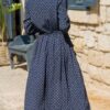 Maxi Dresses Chiffon Long Sleeves Printed Turndown Collar Shirt Dress - Image 4