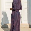 Maxi Dresses Chiffon Long Sleeves Printed Turndown Collar Shirt Dress - Image 6